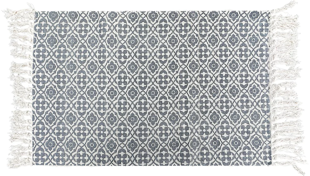 Dove Lattice layering rug, laid flat