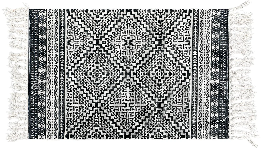 Ink Kilim layering rug, laid flat